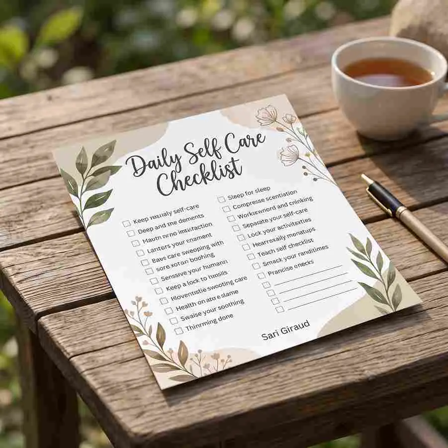 Daily self care checklist